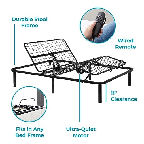 Linenspa Full Size Electric Bed Frame - Incline Head & Foot - Quiet Motor - Easy Assembly - Perfect for Lounging