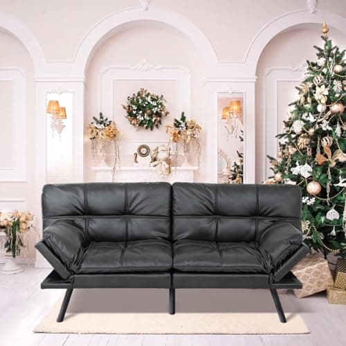MUUEGM Adjustable Backrest Futon Sofa Bed, Modern LoveSeat Sleeper for Living Room, Office, Apartment