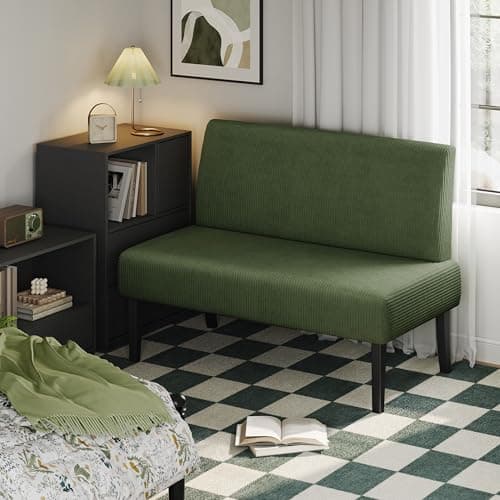 Yaheetech Green Small Mini Armless Sofa for Living Room & Dorm, Easy Assembly
