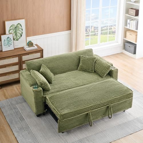 66" Oversized Reclining Futon Couch Bed with Velvet Upholstery Queen Size Daybed Loveseat