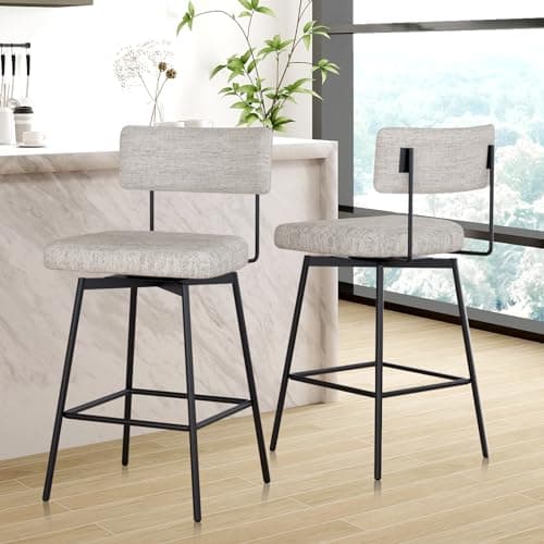 Swivel Counter Barstools, Set of 2, Black