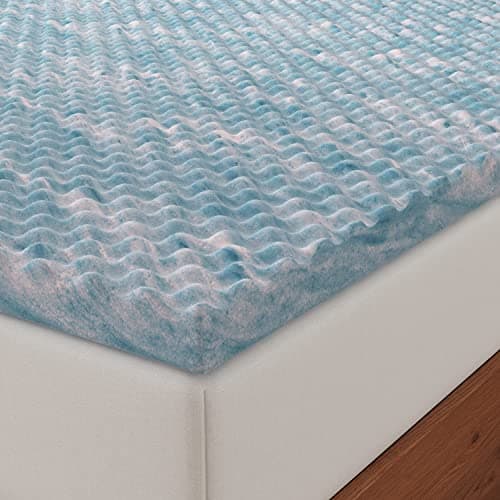 NapQueen 1.5 Inch Cooling Gel Memory Foam Mattress Topper, Twin, Blue