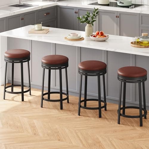 IDEALHOUSE Black Swivel Bar Stools Set of 2 with Footrest