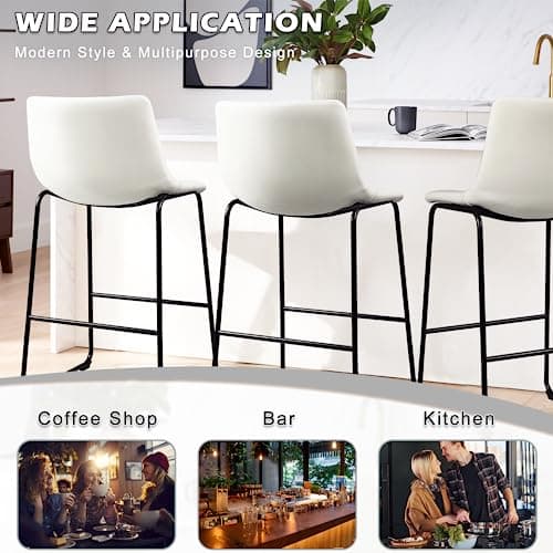 PUKAMI White Counter Height Bar Stools Set of 2