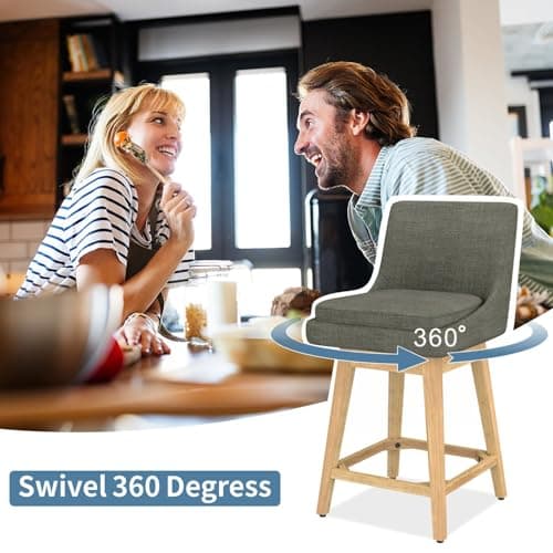 Swivel Counter Height Bar Stools Set of 2 for Kitchen - Dark Grey, 26 H