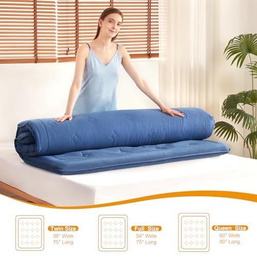 Japanese Foldable Futon Mattress, 4" Memory Foam, Twin, Portable Camp Mat