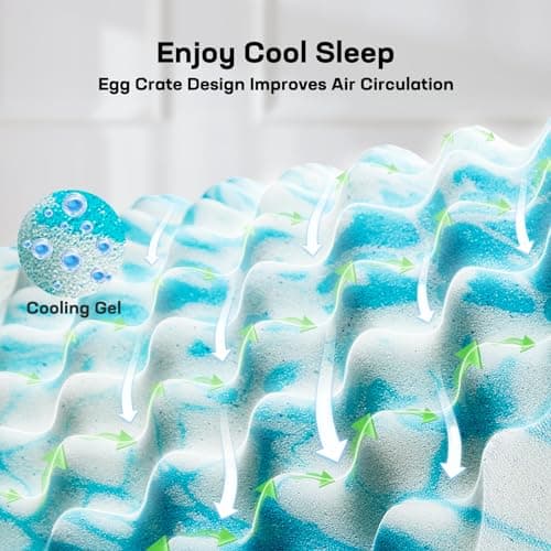 Marsail 2-Inch Egg Crate Memory Foam Mattress Topper with Cooling Gel for Twin XL Sleeper Sofa, RV, and Camper - CertiPUR-US Certified