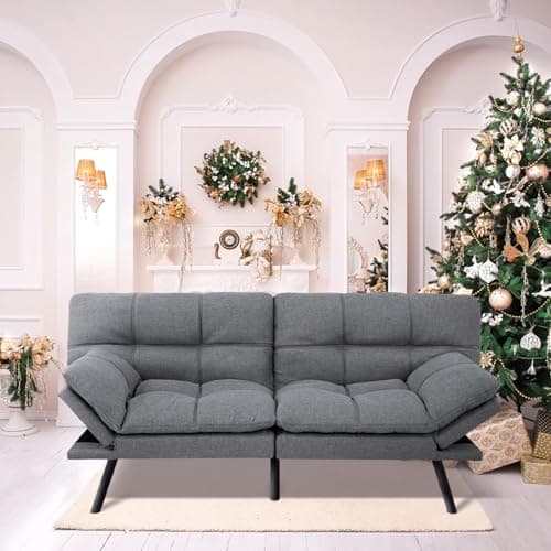 MUUEGM Adjustable Backrest Futon Sofa Bed, Modern LoveSeat Sleeper for Living Room, Office, Apartment