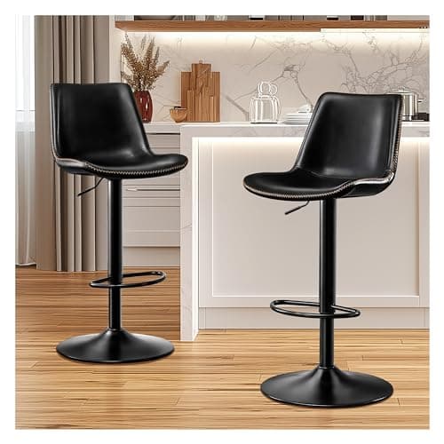 X-Large Footrest Ergonomic Whisky Brown Bar Stool Set of 2