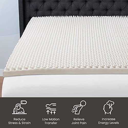 Treaton 1-inch Soft Foam Toppers, Convoluted Egg Shell Design | Back Support, Pain Relief, Improved Posture, Twin, White