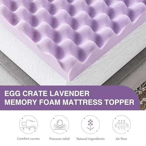Twin Memory Foam Mattress Topper - Lavender Infused - Cooling - Pressure Relief - 2 Inch