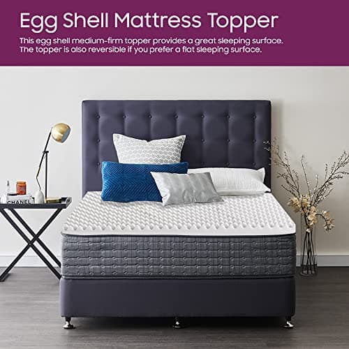 Mayton Convoluted Egg Shell Foam Bed Topper, Queen, Off-White | Comfort, Pain Relief, Orthopedic Support