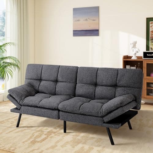 MUUEGM Memory Foam Futon Sofa Bed for Compact Spaces