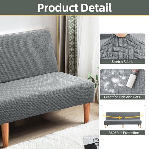CZL Waterproof Futon Covers, Leakproof Sofa Bed Protector, Stretch Jacquard Slipcover for Kids and Pets
