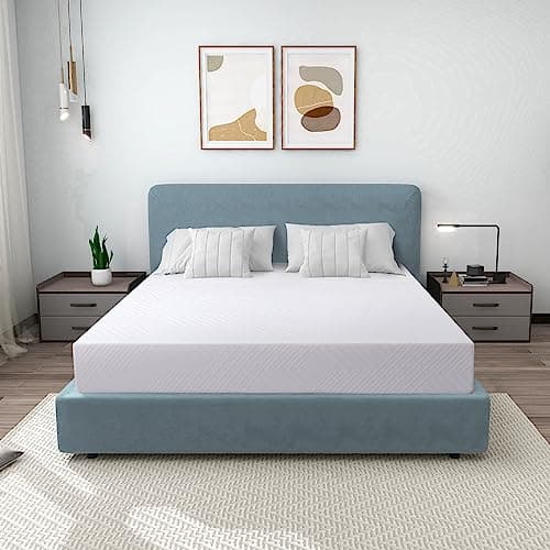 MUUEGM King Mattress 10 Inch, Green Tea Cool Gel Memory Foam Mattress, CertiPUR-US Certified