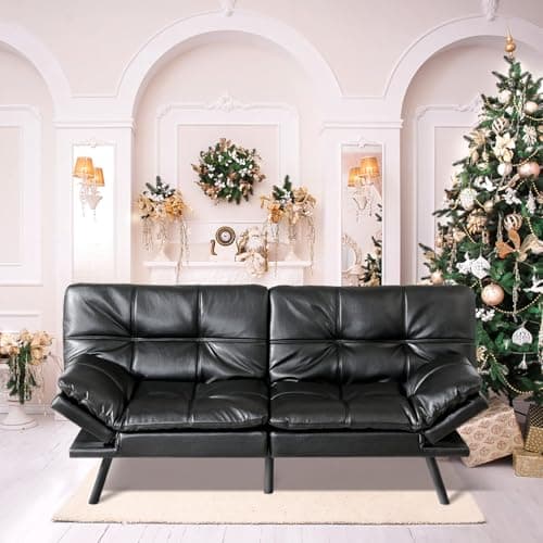 MUUEGM Adjustable Backrest Futon Sofa Bed, Modern LoveSeat Sleeper for Living Room, Office, Apartment