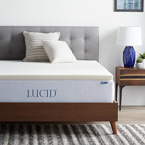 LUCID 2 Inch Hypoallergenic Ventilated Mattress Topper - Queen