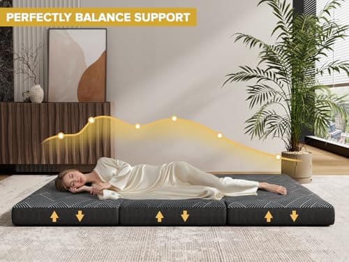 Vamcheer Tri-Fold Memory Foam Queen Mattress, 6" Thick, Grey