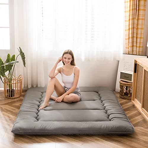 MAXYOYO Japanese Thicken Tatami Mattress, Charcoal Grey, Queen Size