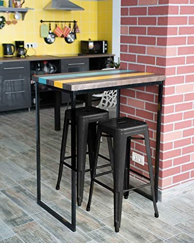 FDW Black Counter Height Metal Bar Stool Set of 4 (30")