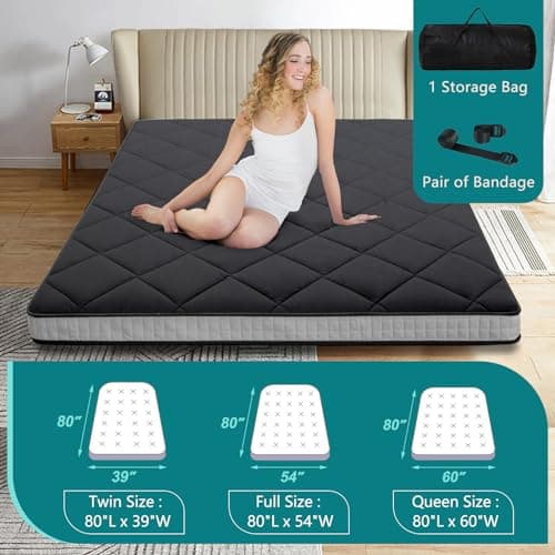 Black Full Size SUNYRISY Japanese Foldable Futon Mattress