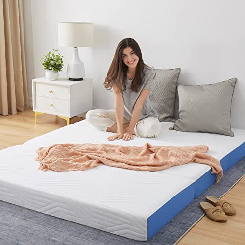 80" x 60" x 6" Foldable Gel Memory Foam Mattress with Carry Bag