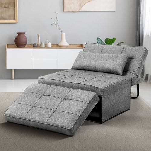 Ainfox 4-in-1 Convertible Sofa Bed with Adjustable Backrest (Light Grey)