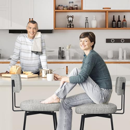 Modern Swivel Bar Stools Set of 2 with Cushion Backs
