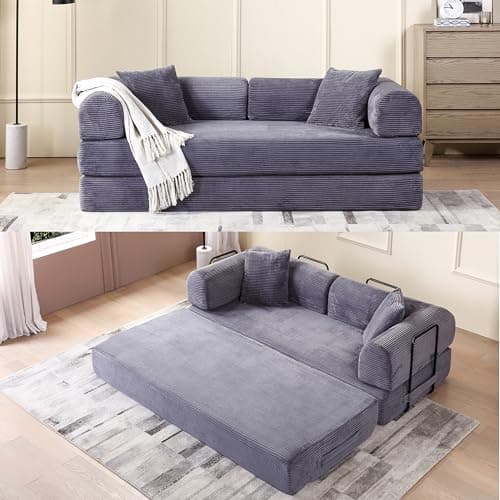 Oversized 3-in-1 Queen Size Velvet Sleeper Sofa Bed Lounge