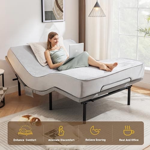 Adjustable Queen Bed Frame with Massage and Zero Gravity - Wireless Remote, USB Ports, Underbed Lighting - Easy Assembly