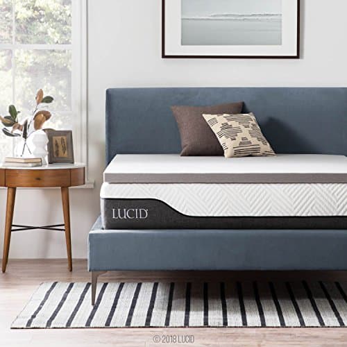 LUCID 2 Inch Queen Mattress Topper – Memory Foam & Bamboo Charcoal