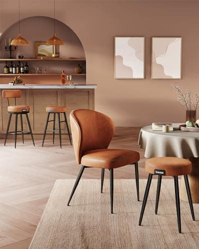 VASAGLE EKHO Collection Counter Height Bar Stool Set, Caramel Brown