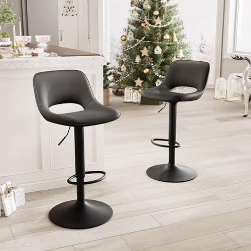 YOUNIKE Black Swivel Bar Stools Set of 2 Adjustable Counter Height