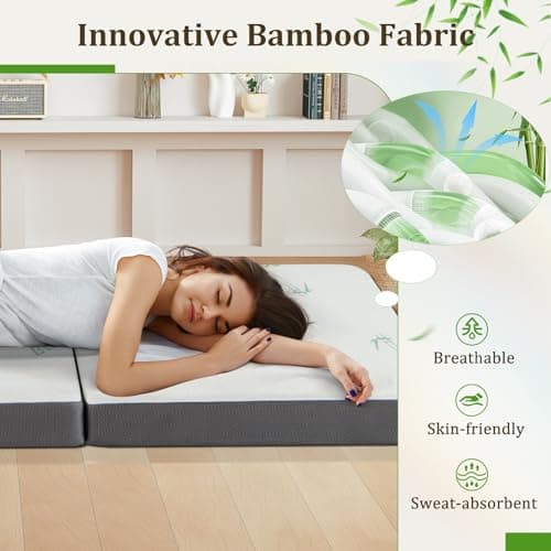 KOMFOTT 4 Inch Tri-Fold Foldable Mattress with Storage Bag