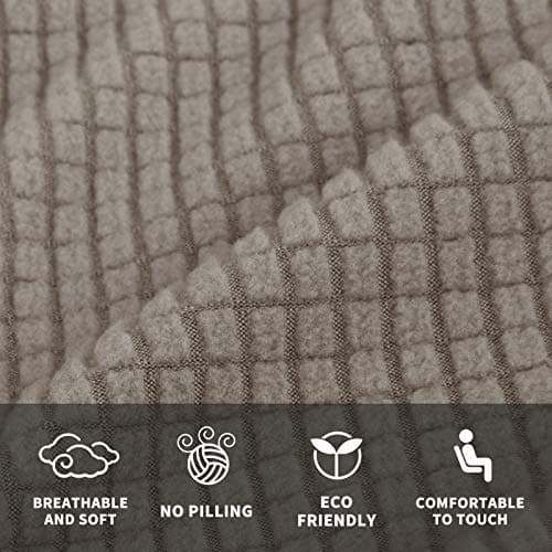 Stretch Futon Cover - Armless Sofa Slipcover - Non Slip Spandex - Soft Elastic Bands - Light Gray and White