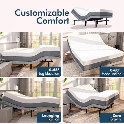 Elite King Size Adjustable Bed with Massage and Zero Gravity Mode