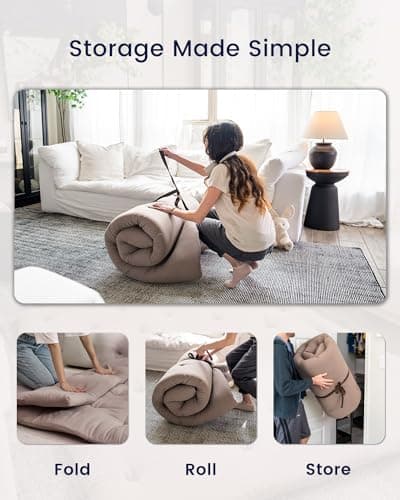 ZonLi Japanese Queen Size Tatami Mattress, 100% Cotton, Grey