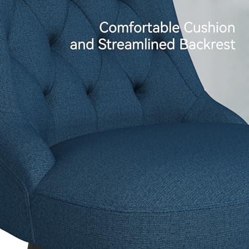 30 Swivel Bar Stools Set of 2 with Back and Solid Wood Legs, Navy Fabric