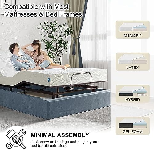 Adjustable Split King Bed Base with Wireless Remote - Head&Foot Incline, Zero Gravity, Anti Snore