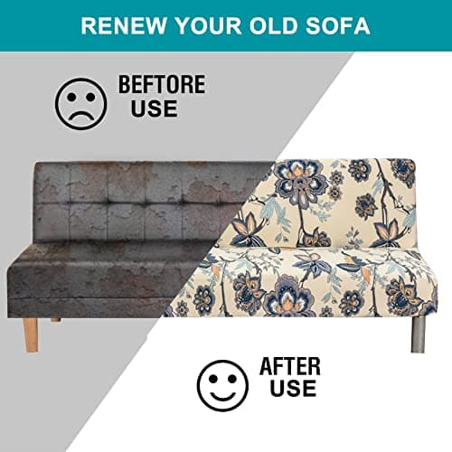 Armless Futon Couch Cover with Elastic Bottom