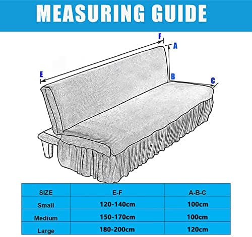 Stretch Armless Futon Sofa Bed Cover - Machine Washable - Medium (150-170cm)