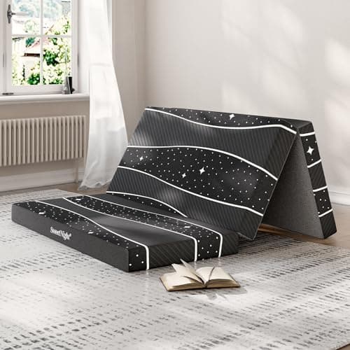 Sweetnight Tri-fold 4 Inch Dual-layer Foam Mattress | Removable 500G Fine Fiber Cover | Camping, RV & Home