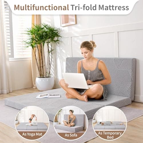 Foldable Twin Memory Foam Mattress with Washable Cover, 4 Inch Thickness