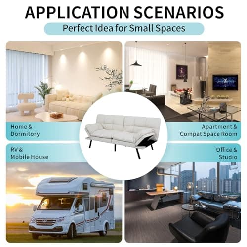 MUUEGM Adjustable Backrest Futon Sofa Bed, Modern LoveSeat Sleeper for Living Room, Office, Apartment