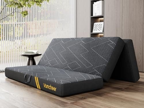 Vamcheer Tri-Fold Memory Foam Queen Mattress, 6" Thick, Grey
