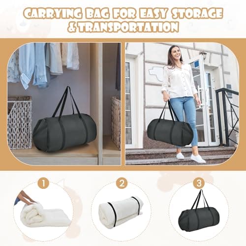 Giantex Roll-Up Japanese Tatami Mattress with Washable Cover & Carry Bag, Queen Size, Portable for Camping & Dormitories
