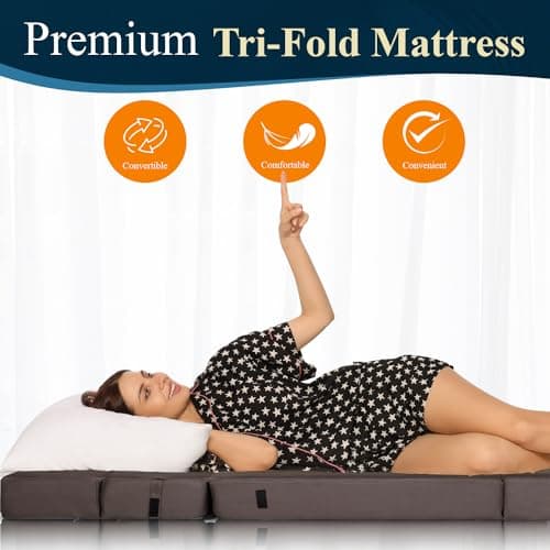 Homease Premium Tri-Fold Sofa Bed Mattress with Washable Cover
