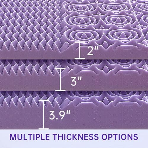 MUXHOMO 2 King Size Cooling Gel Mattress Topper, 7-Zone Egg Crate Foam, CertiPUR-US Certified (76×80, Lavender)