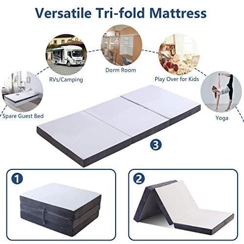Tri-Fold Futon Mattress - Foldable Sofa Bed for Back Pain Relief & Guests