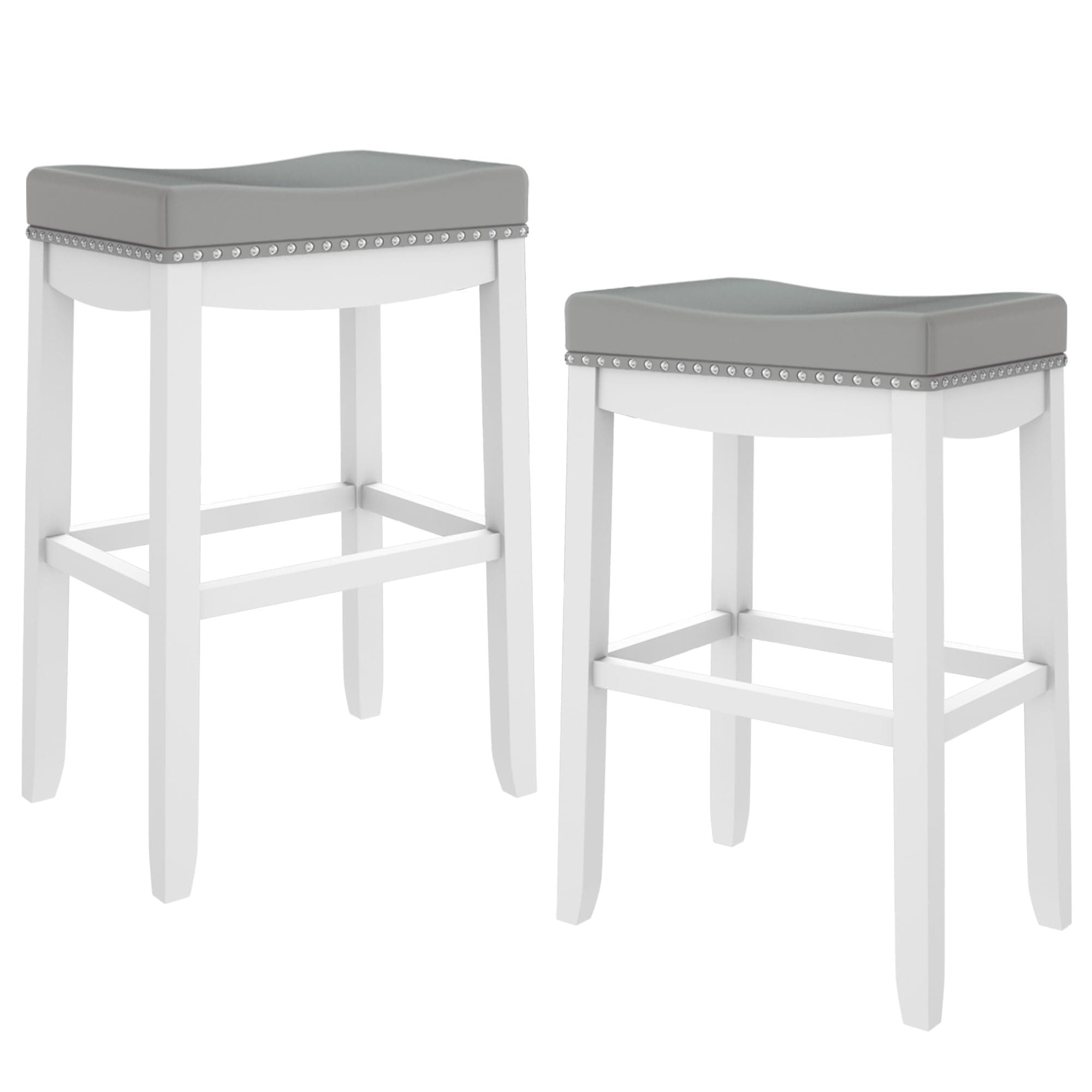 MU Counter Height Barstools, Set of 2 - White Saddle Bar Stools